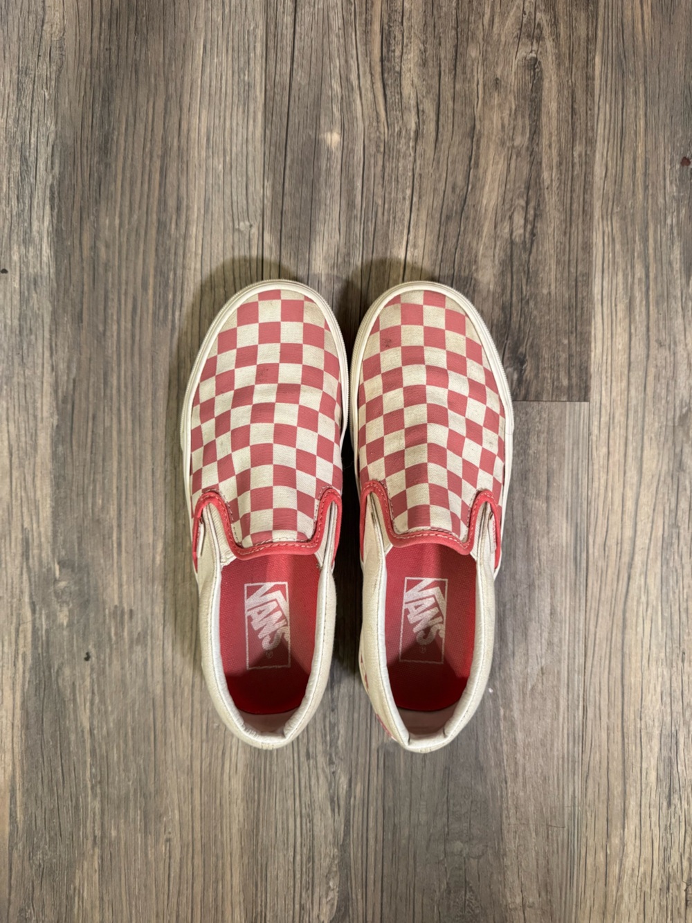 Vans Kids Slip-On Checkerboard Sneakers - Red and White